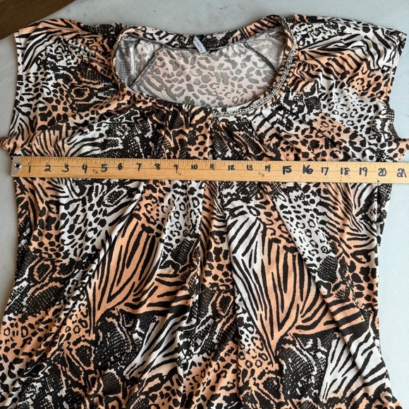 Amanda Green Animal Print Top Chain Neck Mixed Media Leopard Zebra Snakeskin L - Picture 4 of 6